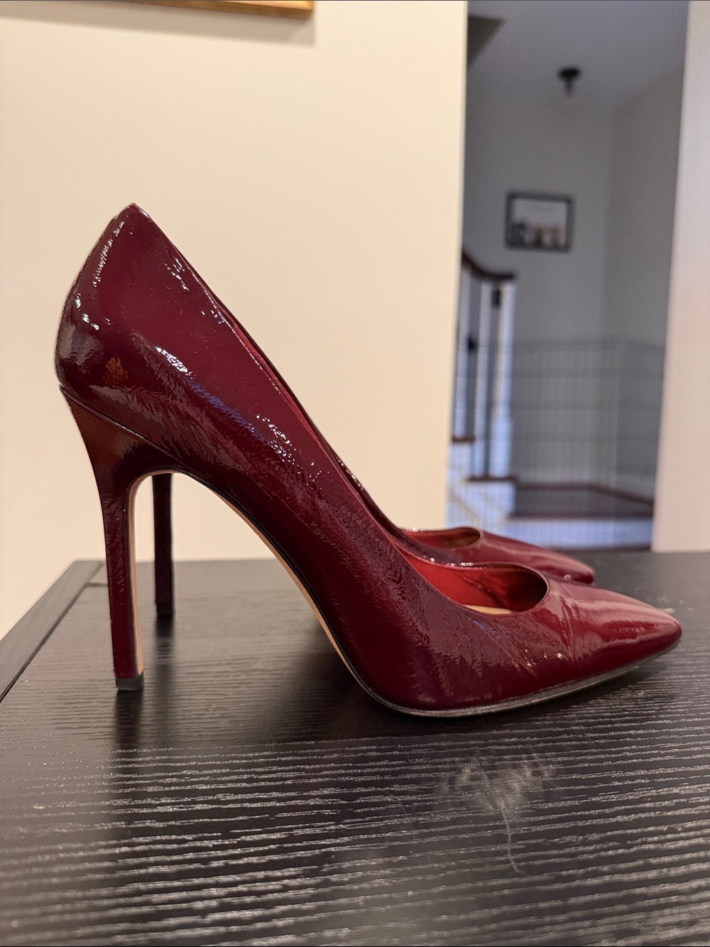 Brian Atwood Women's Burgundy Patent Pointed-Toe Pumps